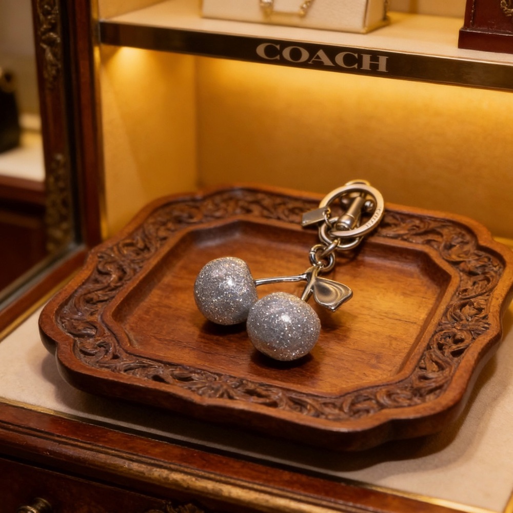 coach Cherry Bag Silver key chain